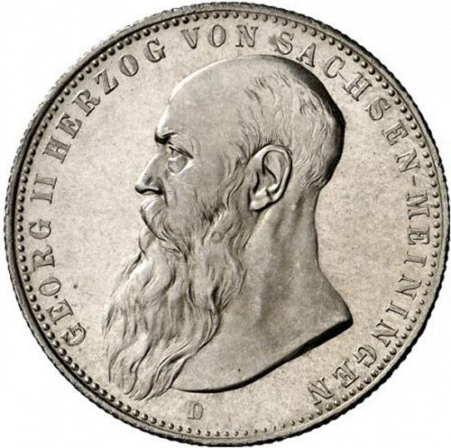 2 Mark Obverse Image minted in GERMANY in 1902D (1871-18 - Empire SAXE-MEININGEN)  - The Coin Database