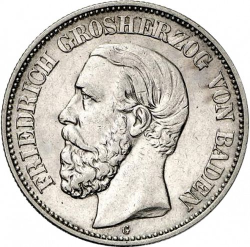 2 Mark Obverse Image minted in GERMANY in 1902G (1871-18 - Empire BADEN)  - The Coin Database