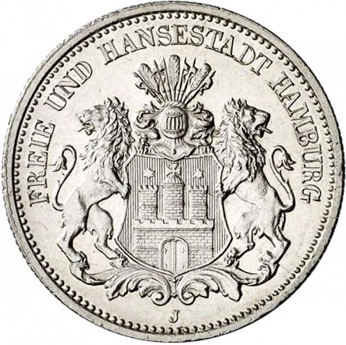 2 Mark Obverse Image minted in GERMANY in 1902J (1871-18 - Empire HAMBURG)  - The Coin Database