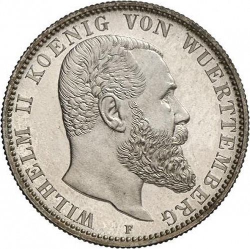 2 Mark Obverse Image minted in GERMANY in 1903F (1871-18 - Empire WURTTEMBERG)  - The Coin Database