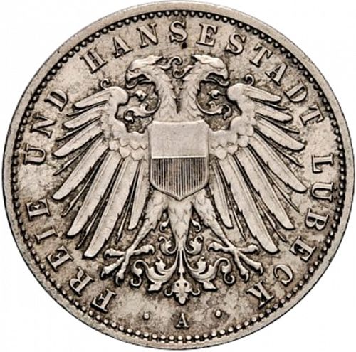 2 Mark Obverse Image minted in GERMANY in 1904A (1871-18 - Empire LUBECK)  - The Coin Database