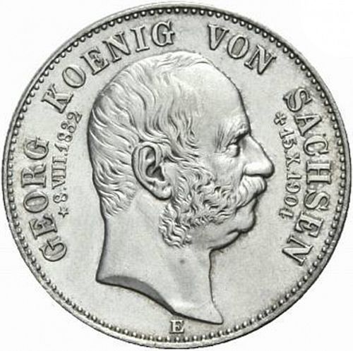 2 Mark Obverse Image minted in GERMANY in 1904E (1871-18 - Empire SAXONY-ALBERTINE)  - The Coin Database