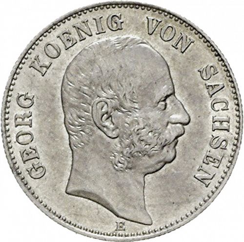 2 Mark Obverse Image minted in GERMANY in 1904E (1871-18 - Empire SAXONY-ALBERTINE)  - The Coin Database