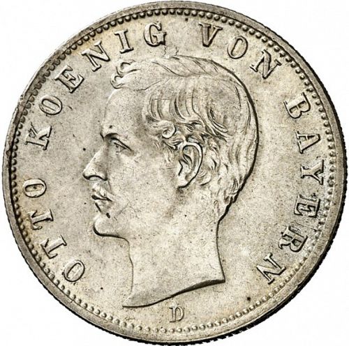 2 Mark Obverse Image minted in GERMANY in 1905D (1871-18 - Empire BAVARIA)  - The Coin Database