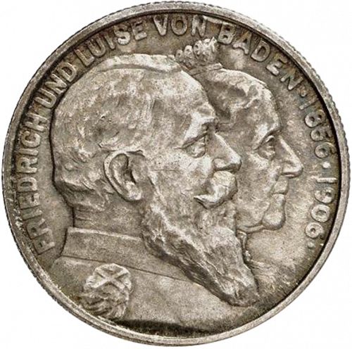 2 Mark Obverse Image minted in GERMANY in 1906 (1871-18 - Empire BADEN)  - The Coin Database