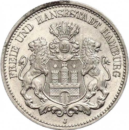 2 Mark Obverse Image minted in GERMANY in 1906J (1871-18 - Empire HAMBURG)  - The Coin Database
