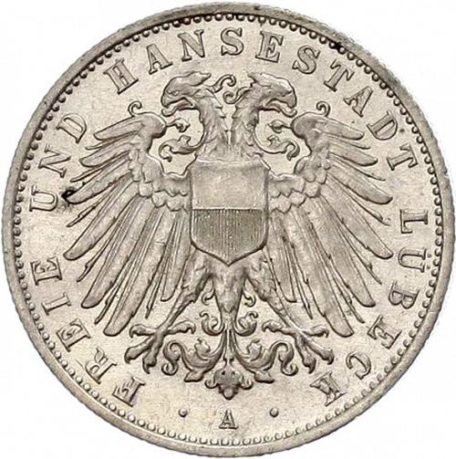 2 Mark Obverse Image minted in GERMANY in 1907A (1871-18 - Empire LUBECK)  - The Coin Database
