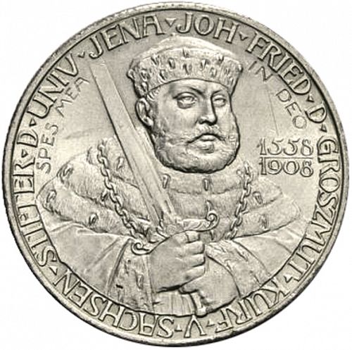 2 Mark Obverse Image minted in GERMANY in 1908 (1871-18 - Empire SAXE-WEIMAR-EISENACH)  - The Coin Database