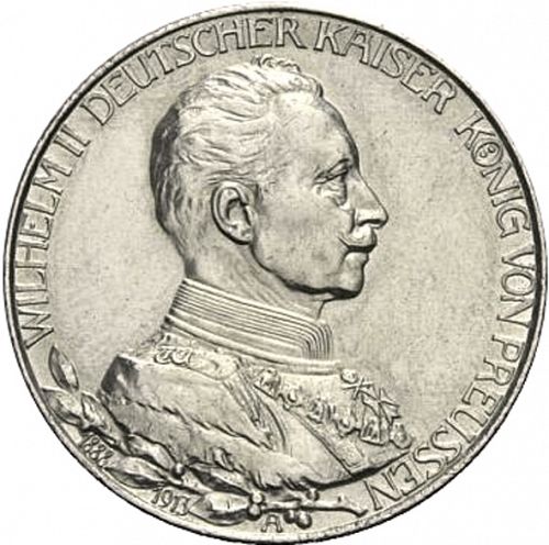 2 Mark Obverse Image minted in GERMANY in 1913A (1871-18 - Empire PRUSSIA)  - The Coin Database