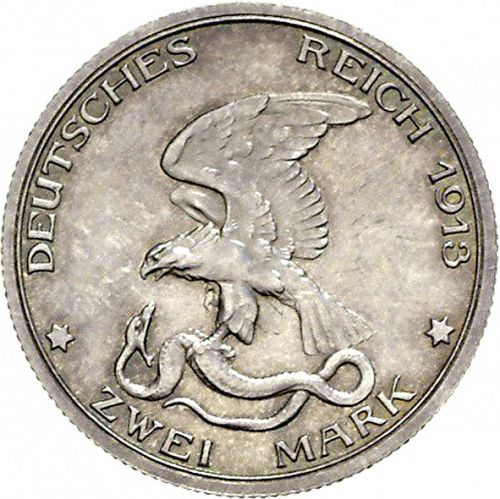 2 Mark Obverse Image minted in GERMANY in 1913A (1871-18 - Empire PRUSSIA)  - The Coin Database