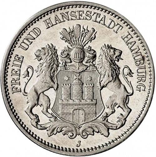 2 Mark Obverse Image minted in GERMANY in 1914J (1871-18 - Empire HAMBURG)  - The Coin Database
