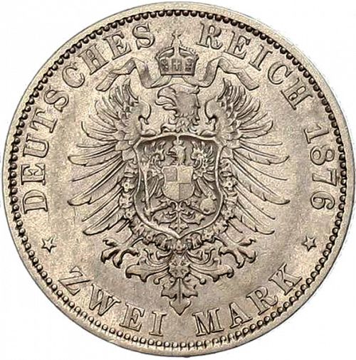 2 Mark Reverse Image minted in GERMANY in 1876A (1871-18 - Empire MECKLENBURG-SCHWERIN)  - The Coin Database