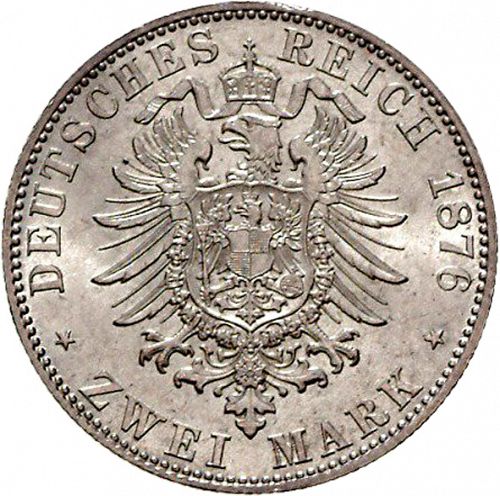 2 Mark Reverse Image minted in GERMANY in 1876D (1871-18 - Empire BAVARIA)  - The Coin Database