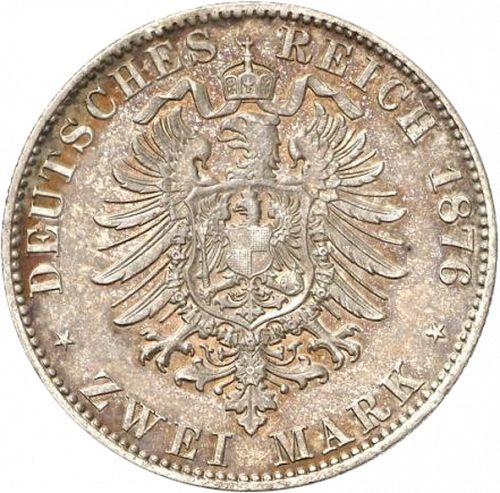 2 Mark Reverse Image minted in GERMANY in 1876E (1871-18 - Empire SAXONY-ALBERTINE)  - The Coin Database
