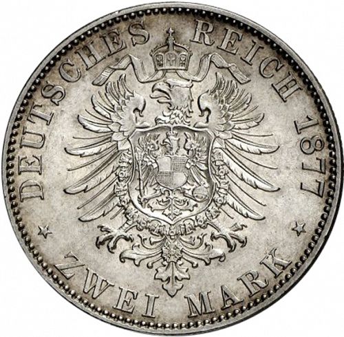 2 Mark Reverse Image minted in GERMANY in 1877A (1871-18 - Empire MECKLENBURG-STRELITZ)  - The Coin Database