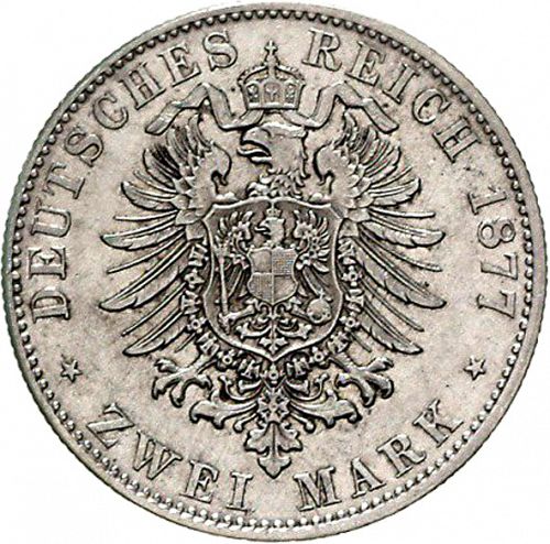 2 Mark Reverse Image minted in GERMANY in 1877D (1871-18 - Empire BAVARIA)  - The Coin Database