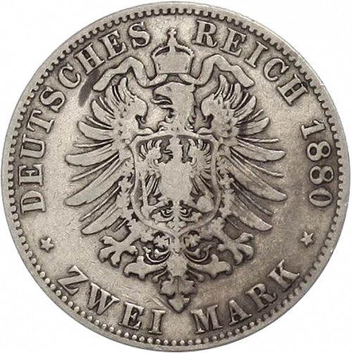 2 Mark Reverse Image minted in GERMANY in 1880E (1871-18 - Empire SAXONY-ALBERTINE)  - The Coin Database