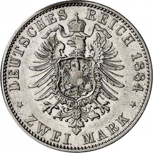 2 Mark Reverse Image minted in GERMANY in 1884A (1871-18 - Empire REUSS-SCHLEIZ)  - The Coin Database