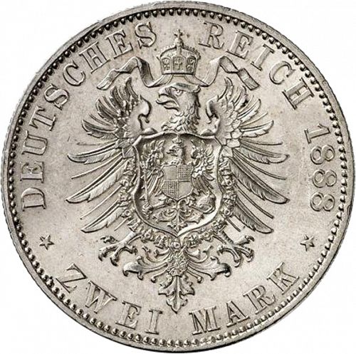 2 Mark Reverse Image minted in GERMANY in 1888A (1871-18 - Empire HESSE-DARMSTATDT)  - The Coin Database