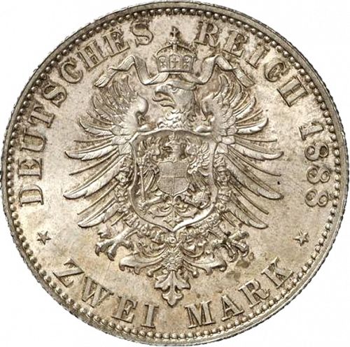 2 Mark Reverse Image minted in GERMANY in 1888A (1871-18 - Empire PRUSSIA)  - The Coin Database