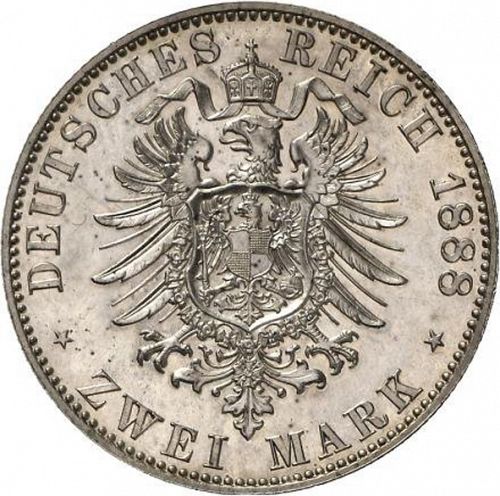 2 Mark Reverse Image minted in GERMANY in 1888A (1871-18 - Empire PRUSSIA)  - The Coin Database