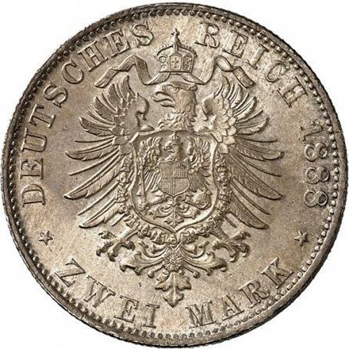 2 Mark Reverse Image minted in GERMANY in 1888D (1871-18 - Empire BAVARIA)  - The Coin Database