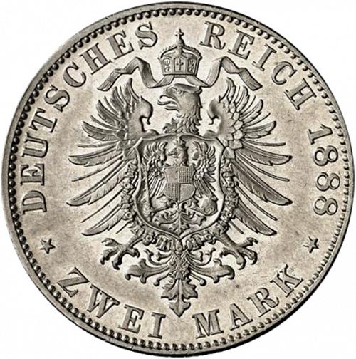 2 Mark Reverse Image minted in GERMANY in 1888F (1871-18 - Empire WURTTEMBERG)  - The Coin Database