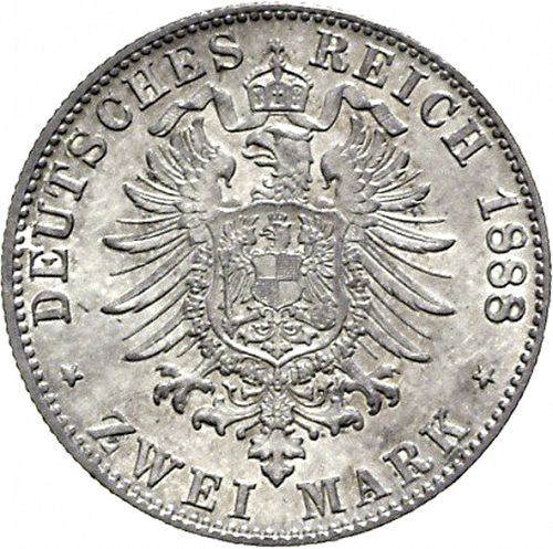 2 Mark Reverse Image minted in GERMANY in 1888G (1871-18 - Empire BADEN)  - The Coin Database
