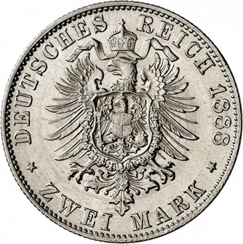 2 Mark Reverse Image minted in GERMANY in 1888J (1871-18 - Empire HAMBURG)  - The Coin Database