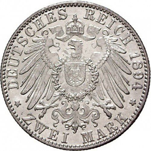 2 Mark Reverse Image minted in GERMANY in 1894G (1871-18 - Empire BADEN)  - The Coin Database