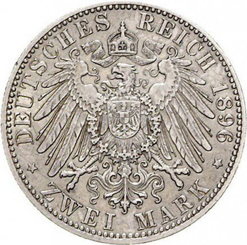 2 Mark Reverse Image minted in GERMANY in 1896A (1871-18 - Empire HESSE-DARMSTATDT)  - The Coin Database