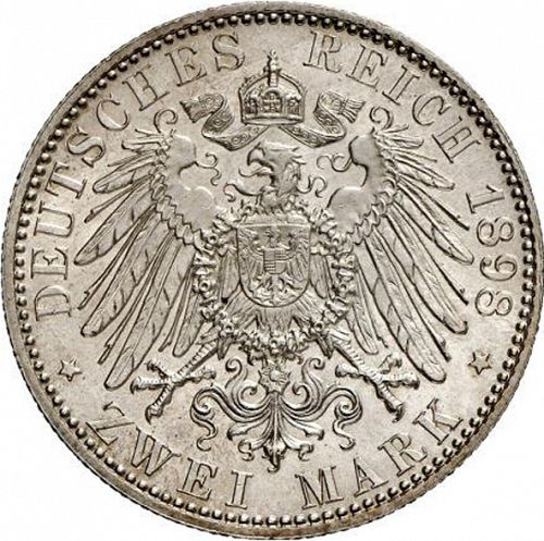 2 Mark Reverse Image minted in GERMANY in 1898A (1871-18 - Empire SCHWARZBURG-RUDOLSTADT)  - The Coin Database