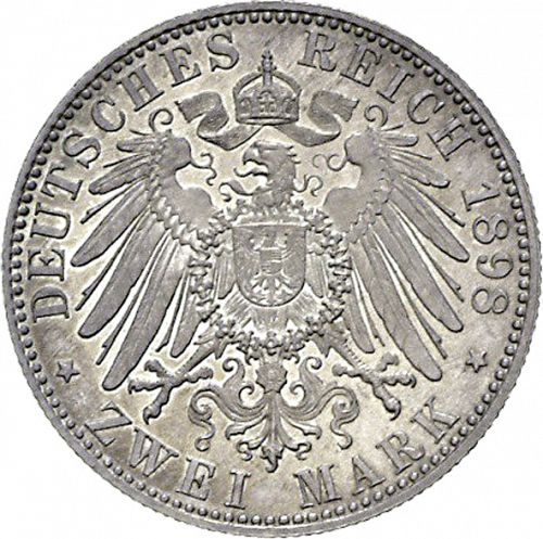 2 Mark Reverse Image minted in GERMANY in 1898A (1871-18 - Empire PRUSSIA)  - The Coin Database