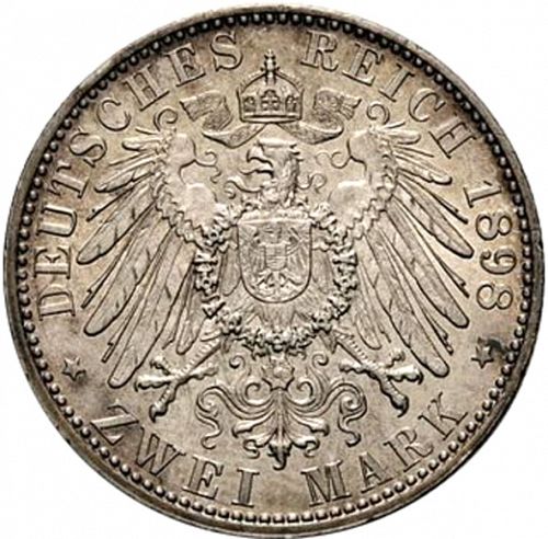 2 Mark Reverse Image minted in GERMANY in 1898A (1871-18 - Empire SAXE-WEIMAR-EISENACH)  - The Coin Database