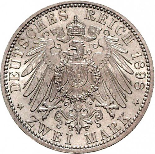 2 Mark Reverse Image minted in GERMANY in 1898D (1871-18 - Empire BAVARIA)  - The Coin Database