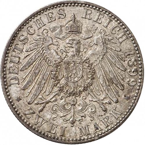 2 Mark Reverse Image minted in GERMANY in 1899A (1871-18 - Empire HESSE-DARMSTATDT)  - The Coin Database
