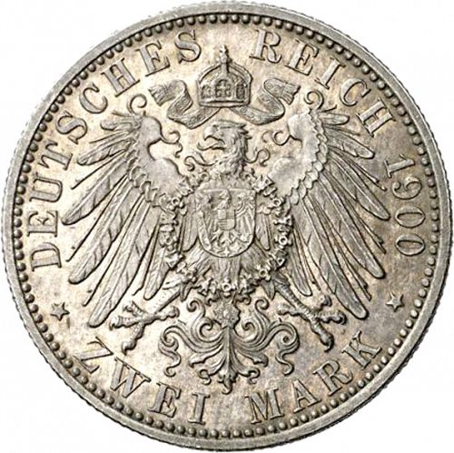 2 Mark Reverse Image minted in GERMANY in 1900A (1871-18 - Empire OLDENBURG)  - The Coin Database