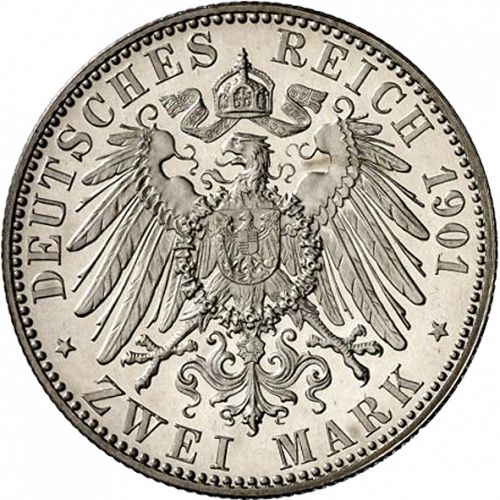 2 Mark Reverse Image minted in GERMANY in 1901A (1871-18 - Empire MECKLENBURG-SCHWERIN)  - The Coin Database