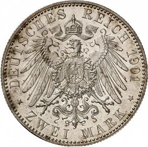 2 Mark Reverse Image minted in GERMANY in 1901A (1871-18 - Empire PRUSSIA)  - The Coin Database