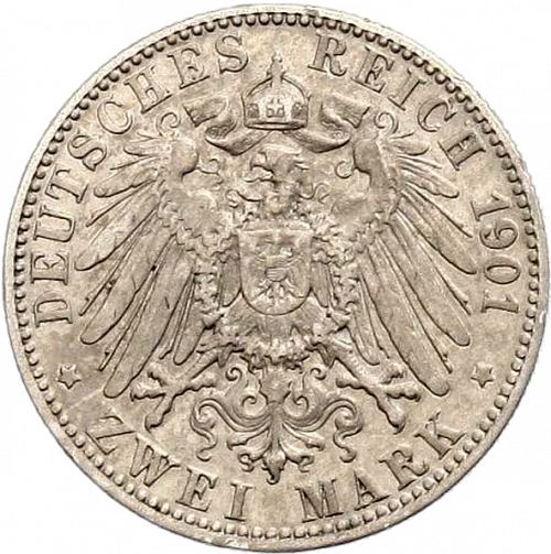 2 Mark Reverse Image minted in GERMANY in 1901A (1871-18 - Empire OLDENBURG)  - The Coin Database