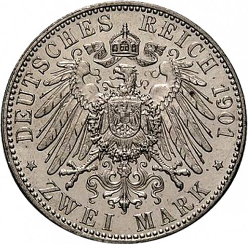 2 Mark Reverse Image minted in GERMANY in 1901A (1871-18 - Empire SAXE-WEIMAR-EISENACH)  - The Coin Database