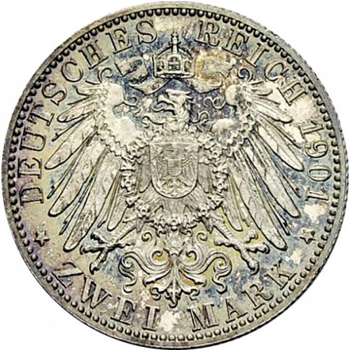 2 Mark Reverse Image minted in GERMANY in 1901F (1871-18 - Empire WURTTEMBERG)  - The Coin Database