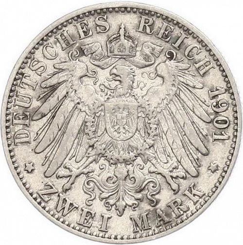 2 Mark Reverse Image minted in GERMANY in 1901G (1871-18 - Empire BADEN)  - The Coin Database
