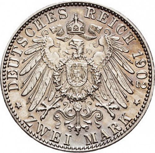 2 Mark Reverse Image minted in GERMANY in 1902D (1871-18 - Empire SAXE-MEININGEN)  - The Coin Database