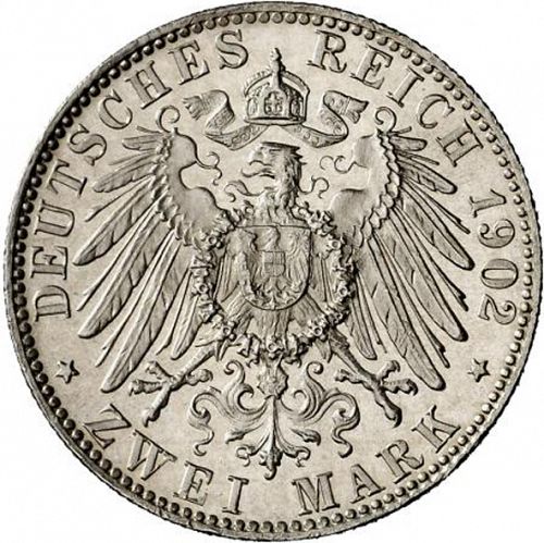 2 Mark Reverse Image minted in GERMANY in 1902D (1871-18 - Empire SAXE-MEININGEN)  - The Coin Database