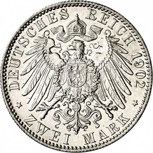 2 Mark Reverse Image minted in GERMANY in 1902J (1871-18 - Empire HAMBURG)  - The Coin Database