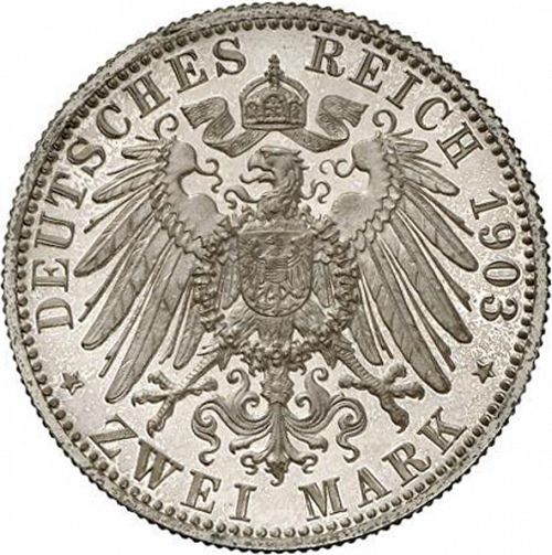 2 Mark Reverse Image minted in GERMANY in 1903F (1871-18 - Empire WURTTEMBERG)  - The Coin Database
