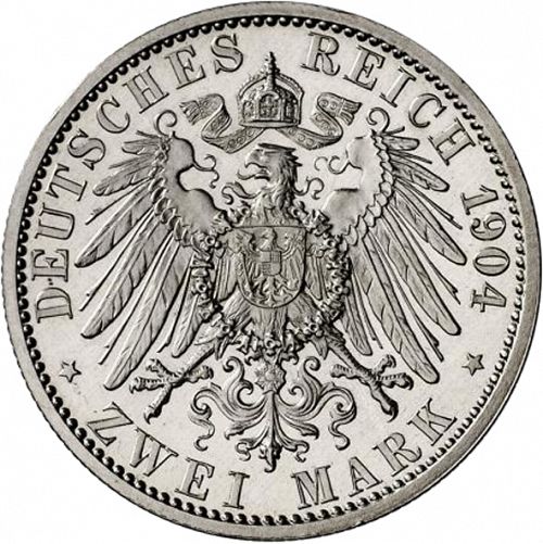 2 Mark Reverse Image minted in GERMANY in 1904A (1871-18 - Empire MECKLENBURG-SCHWERIN)  - The Coin Database