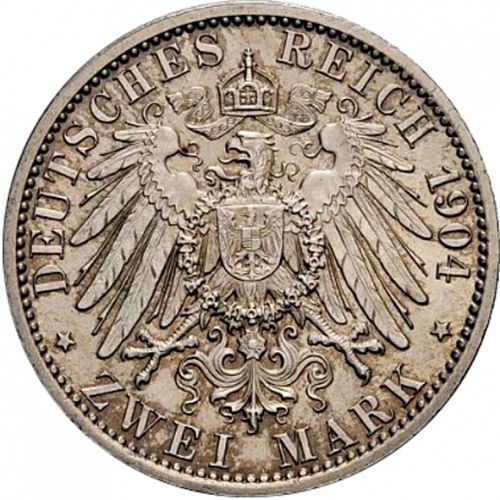 2 Mark Reverse Image minted in GERMANY in 1904A (1871-18 - Empire LUBECK)  - The Coin Database