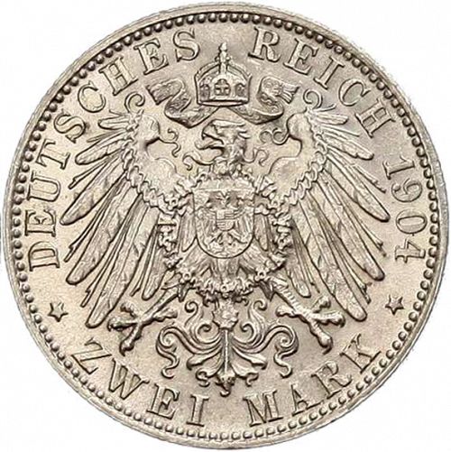 2 Mark Reverse Image minted in GERMANY in 1904D (1871-18 - Empire BAVARIA)  - The Coin Database